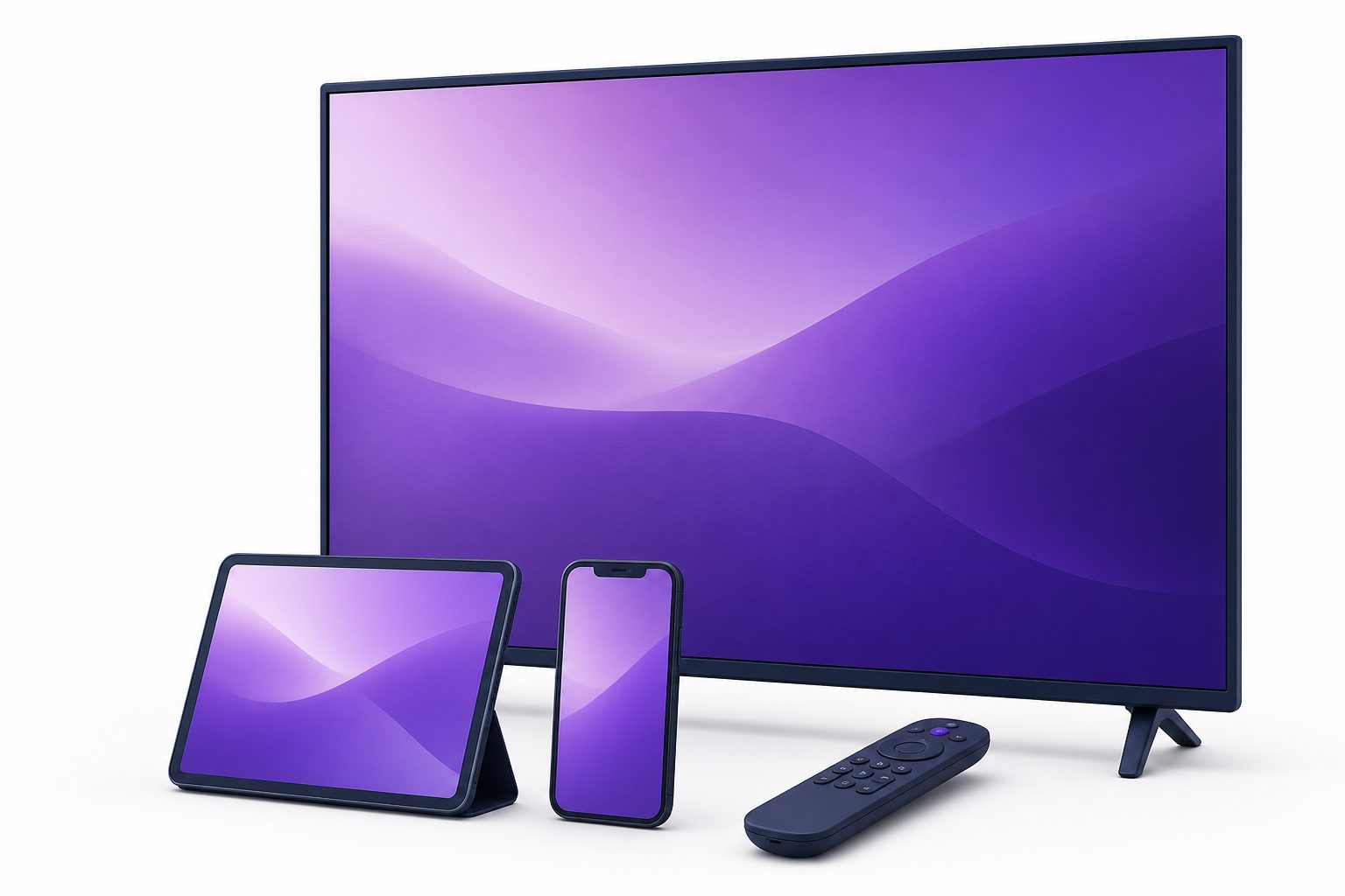 Original illustration of a television, tablet and phone for planning household viewing