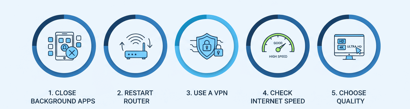 this image contain some tips for iptv buffering 2026